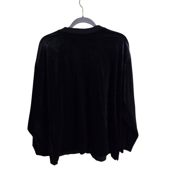 Athleta RetroPlush Velvet Crewneck Pullover Black Mixed Media Size L - Picture 3 of 12